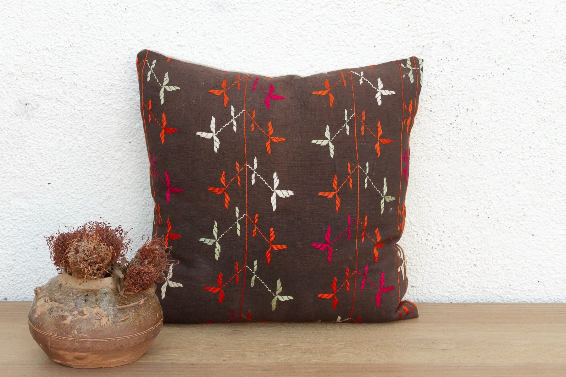 Desert Star, Antique Phulkari Pillow Cover