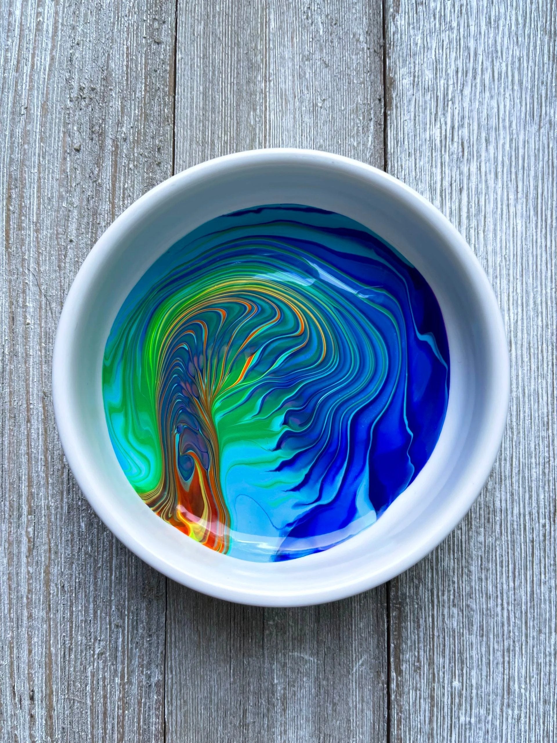 Round Rainbow Jewelry Dish by Bespattered Facade