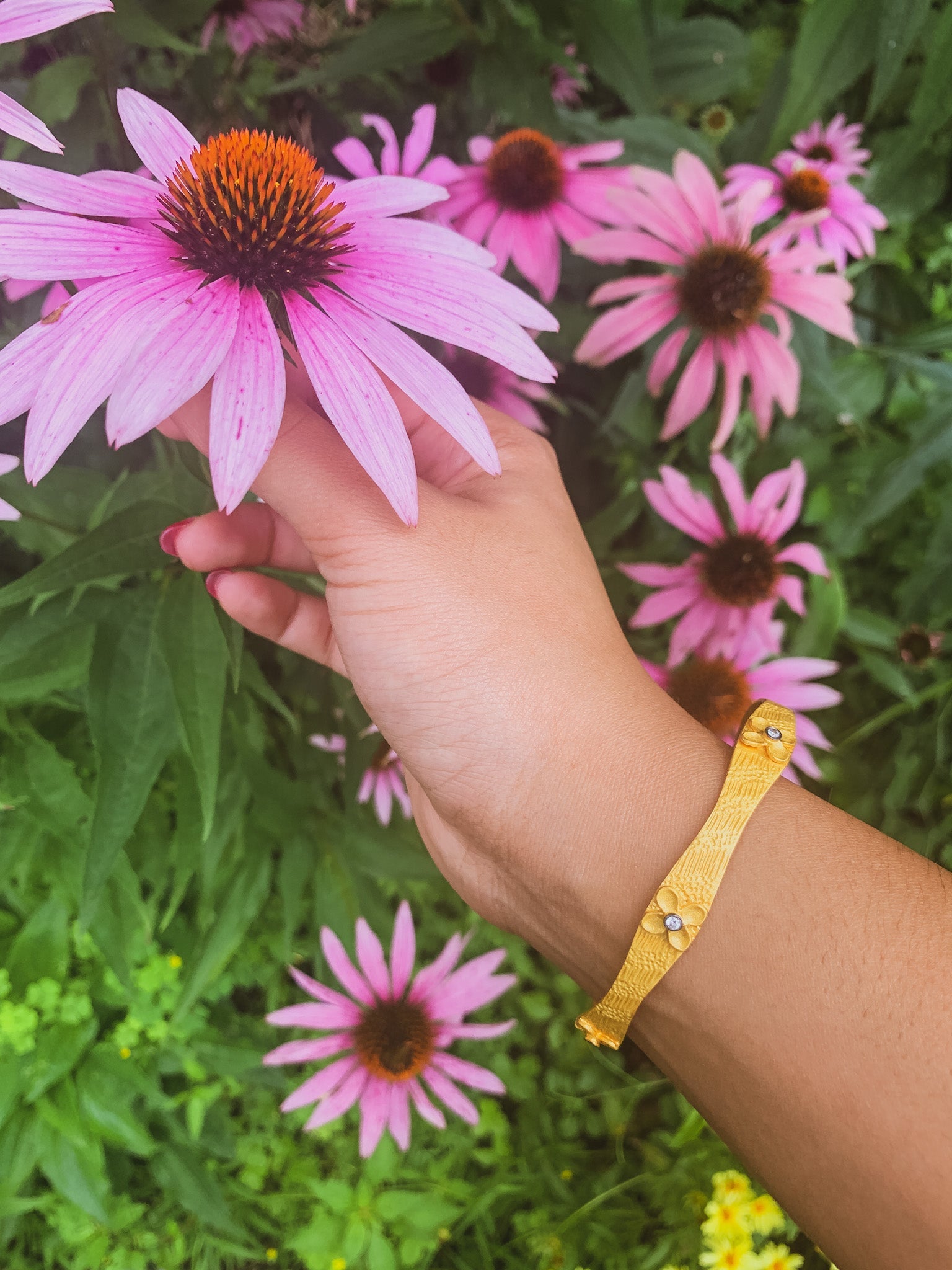 Gold Petite Flower Bangle