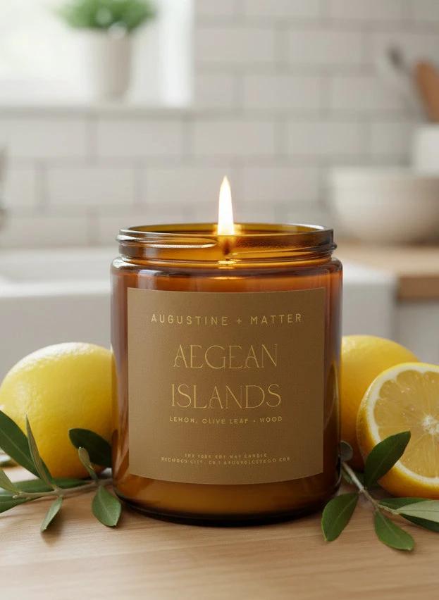 Aegean Islands - 7oz Soy Candle by Augustine + Matter Candle Studio LLC