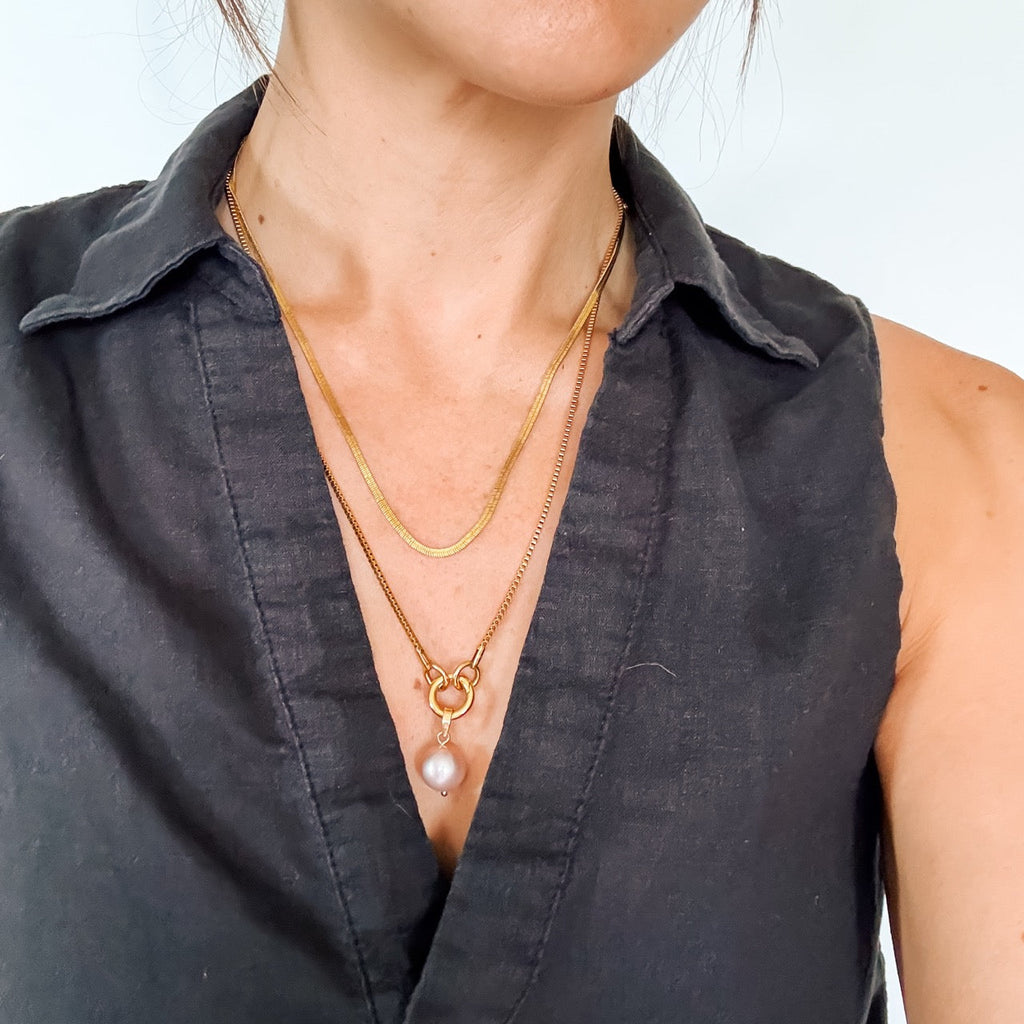 Pink Pearl Necklace Charm