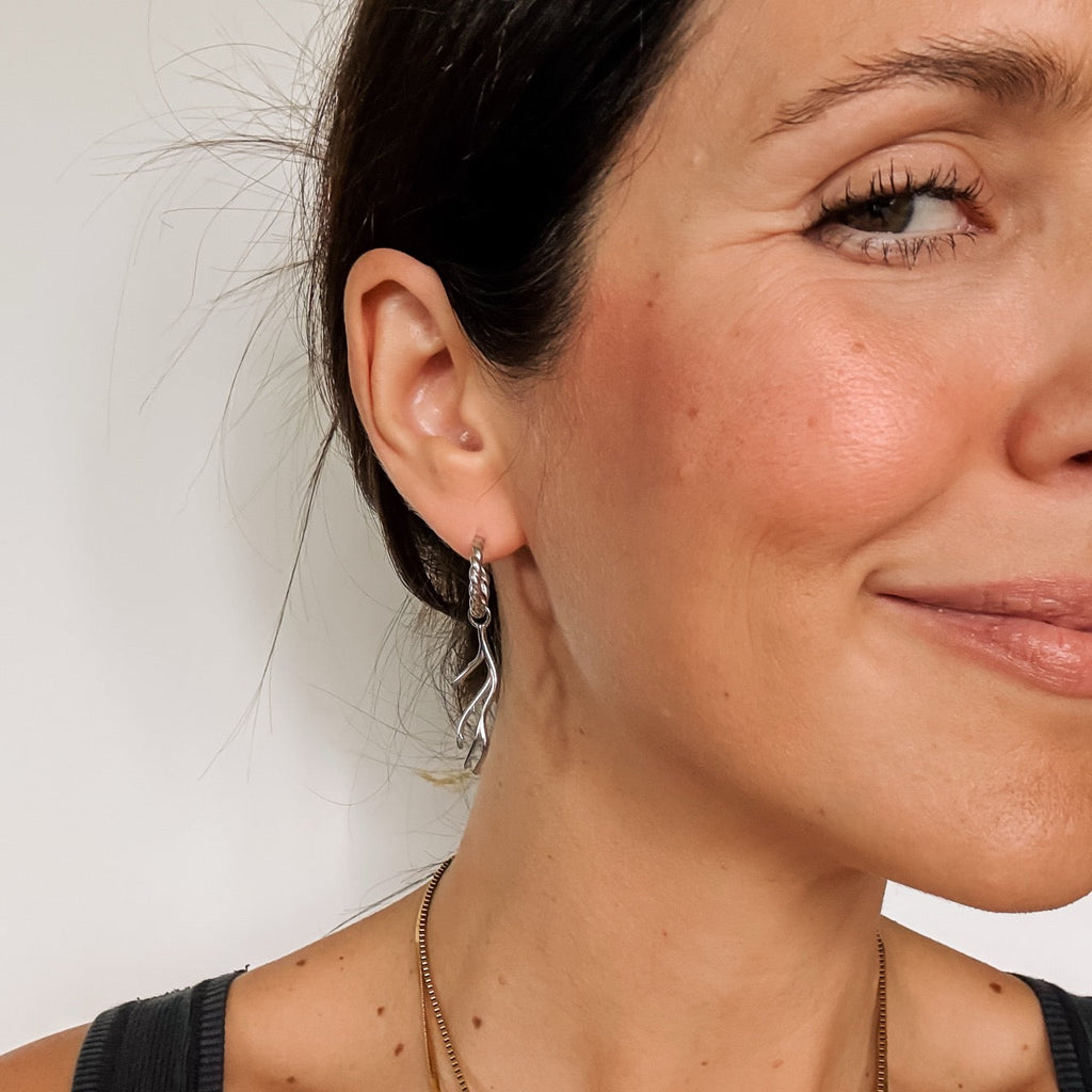 Coral Huggie Hoop Charms