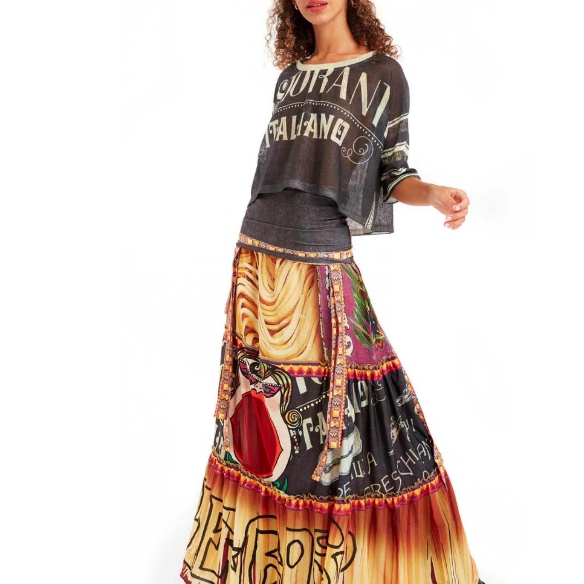 The Art of Fashion Italiano Scoop Neck Crop Top by Social Butterfly Collection