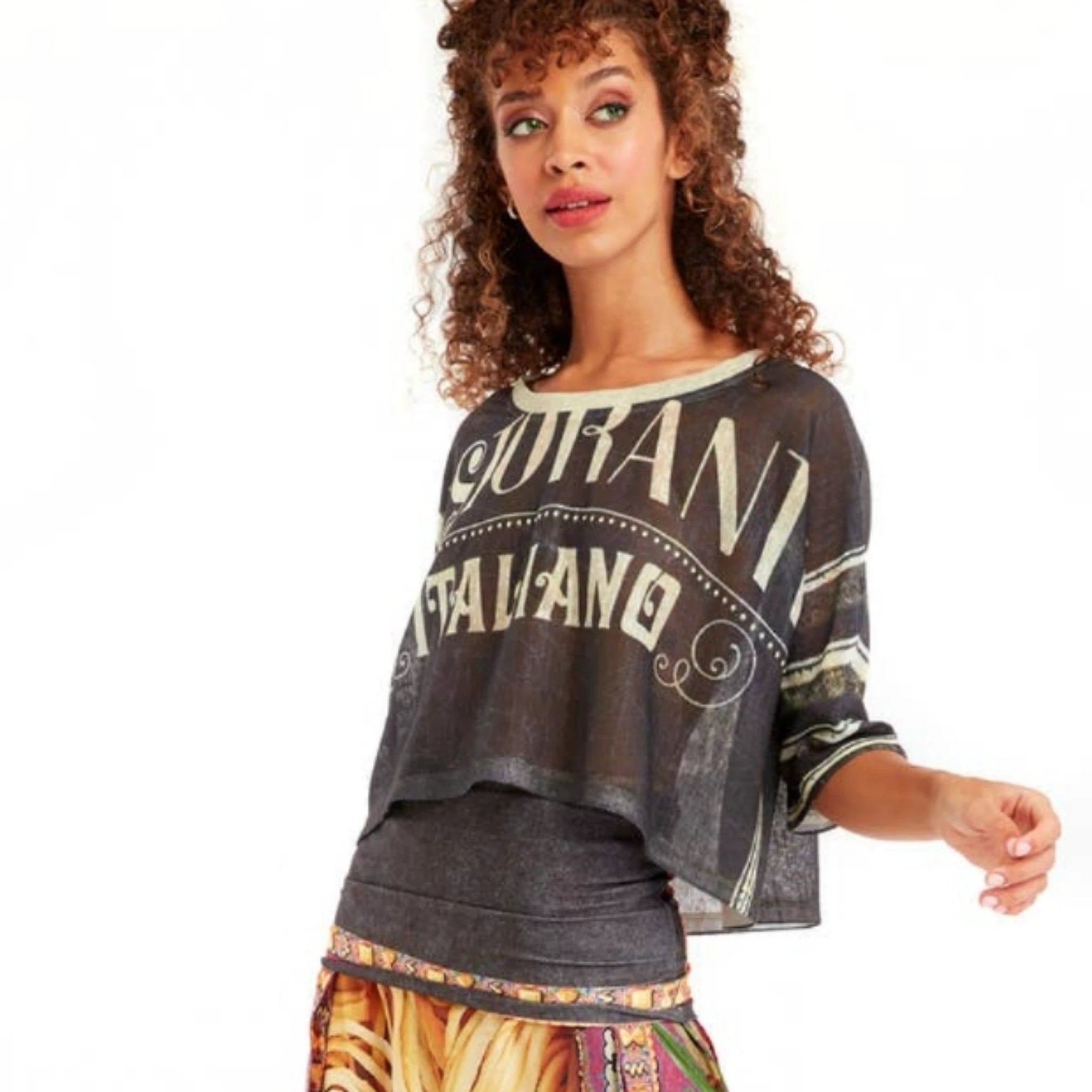 The Art of Fashion Italiano Scoop Neck Crop Top by Social Butterfly Collection