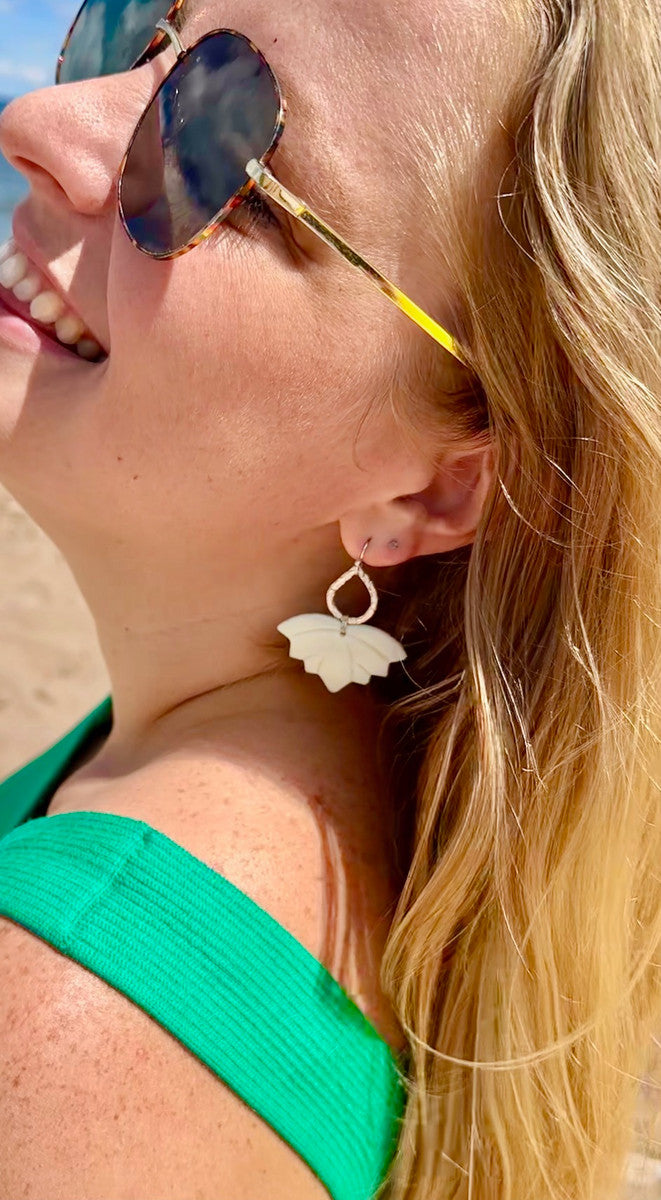 Lotus Drop Bone Earrings