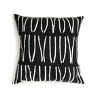 Sadza Lines Pillow Cover - Ebony Black