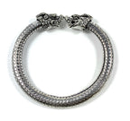 Antique Norse Bracelet With Lion Heads & Dotted Pattern