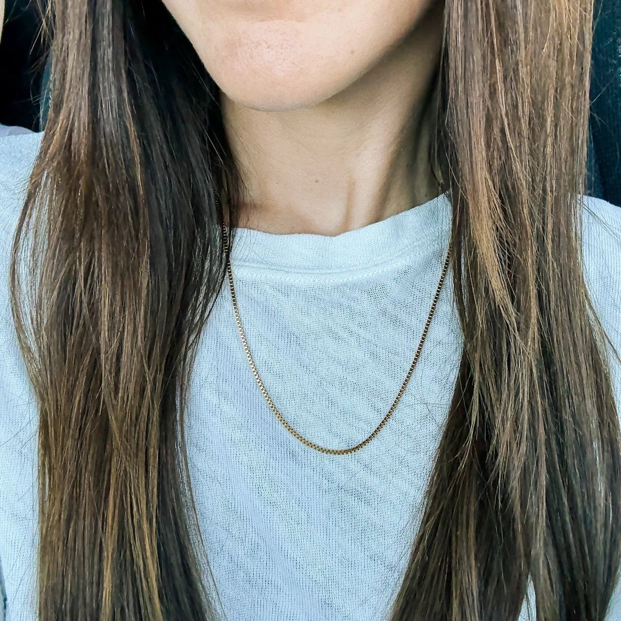 Dainty Box Chain Necklace (20") by Oh Clementine