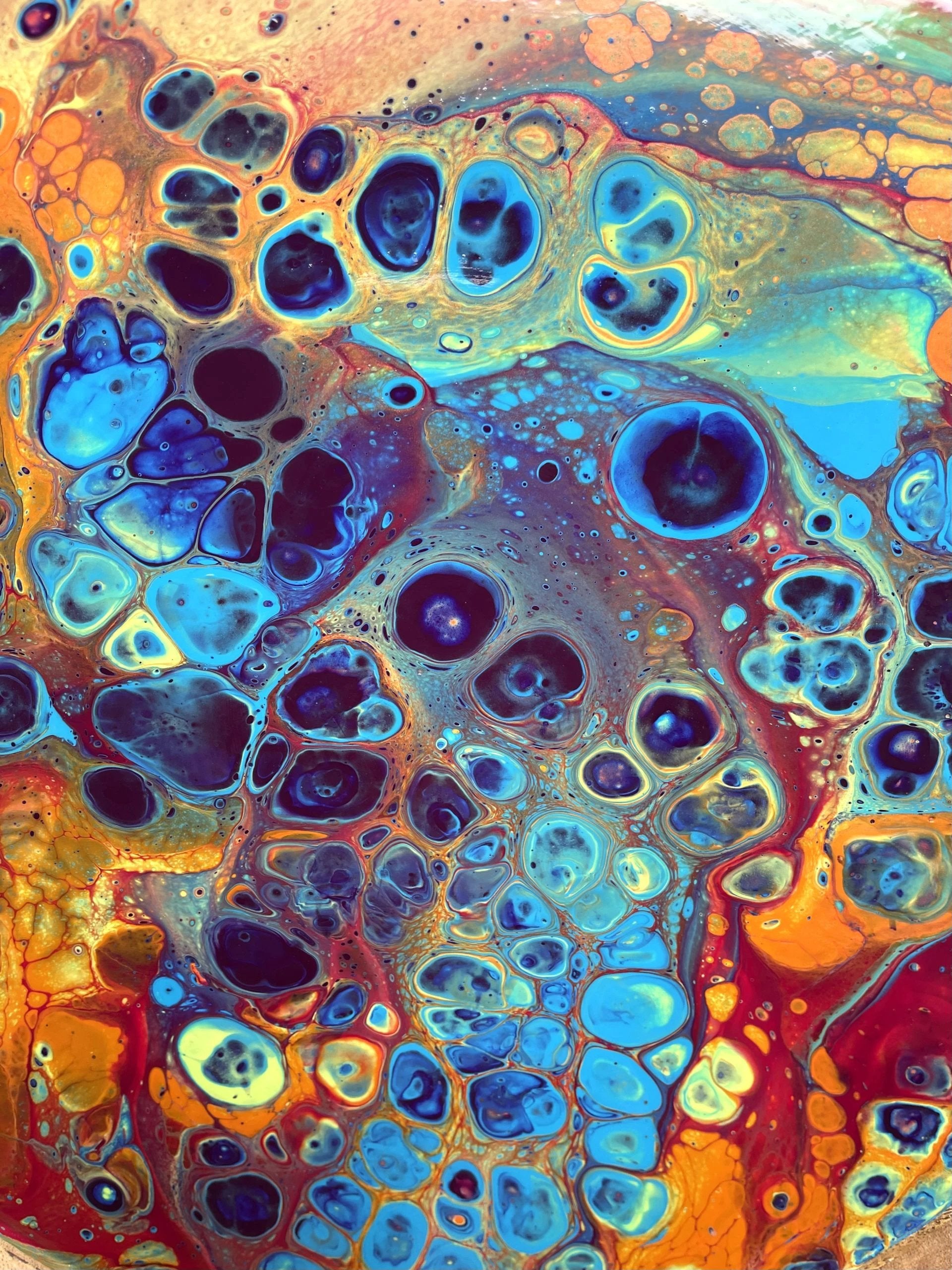 Intergalactic Rainbow Extra-Large Round Wood Tray by Bespattered Facade