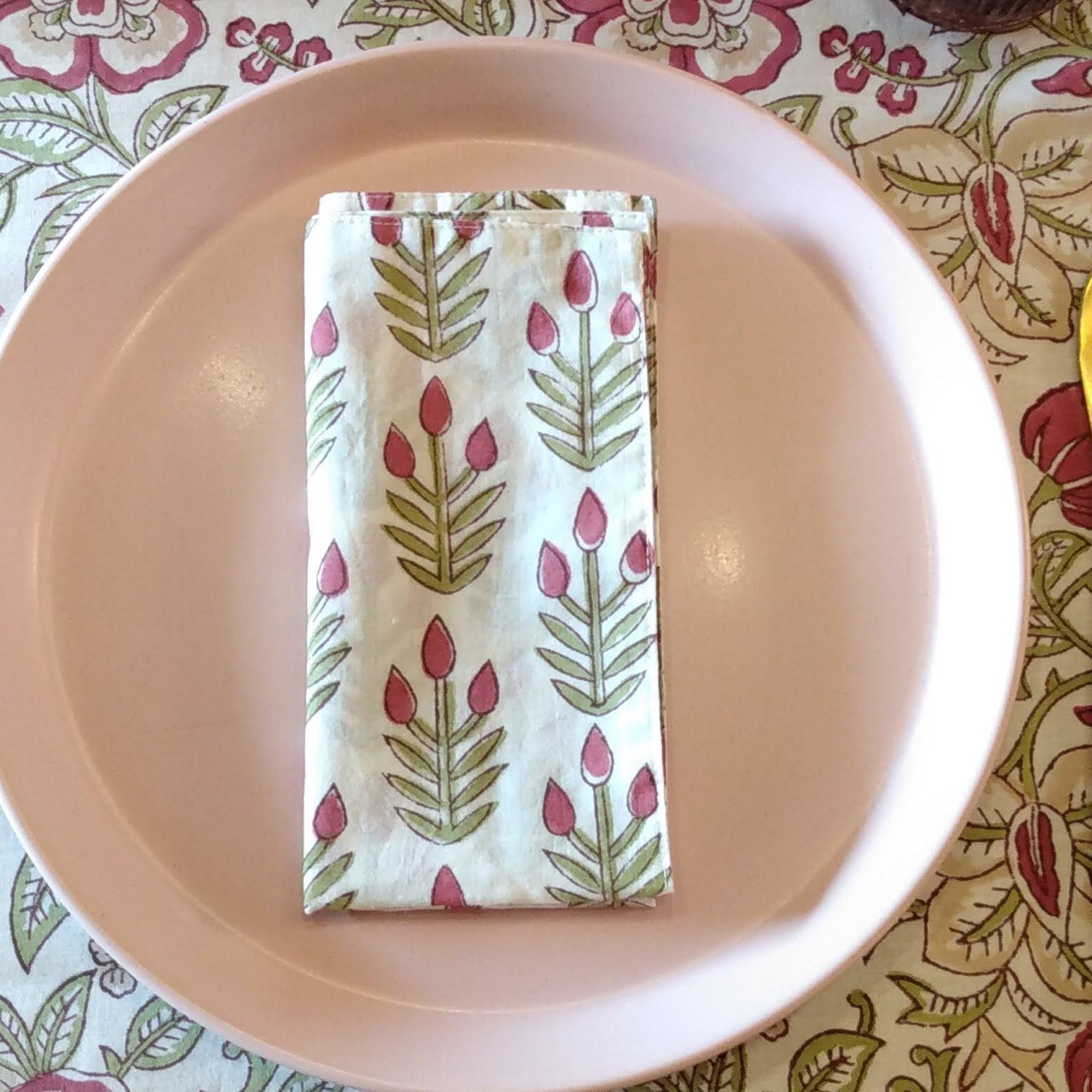 Red & Green Floral Holiday Tablecloth