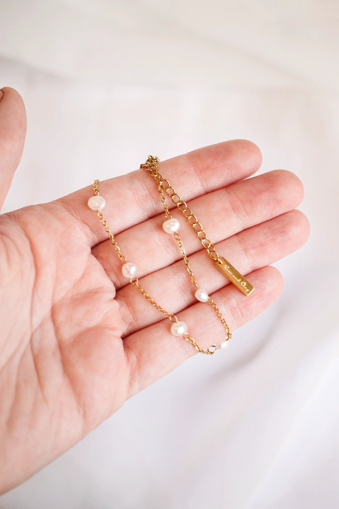 Evelynn Anklet in Freshwater Pearl by Rose & Clay