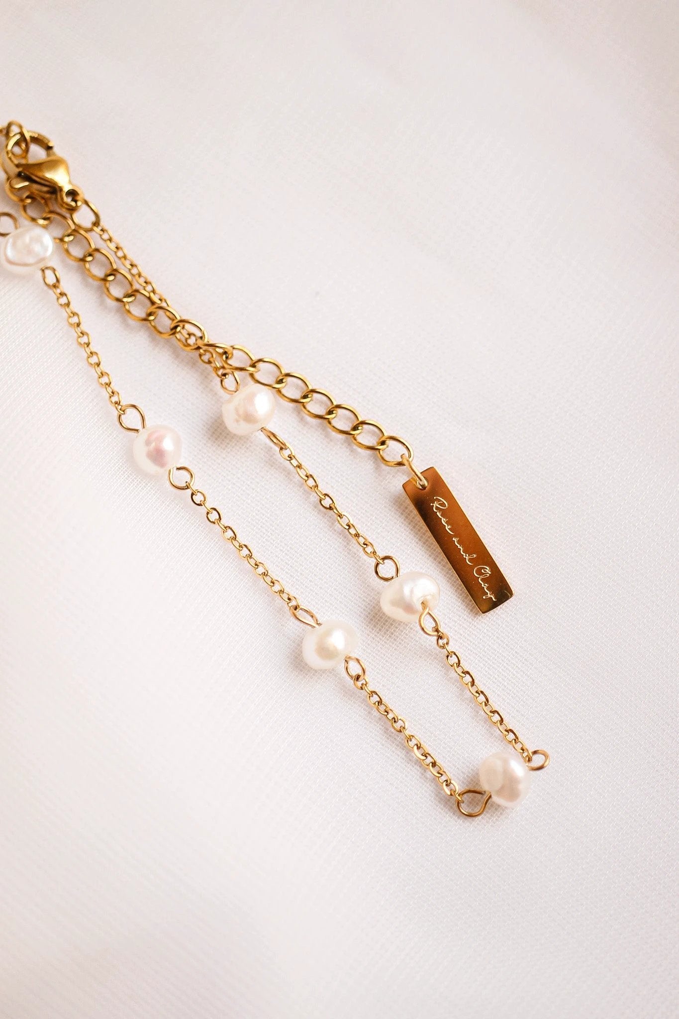 Evelynn Anklet in Freshwater Pearl by Rose & Clay