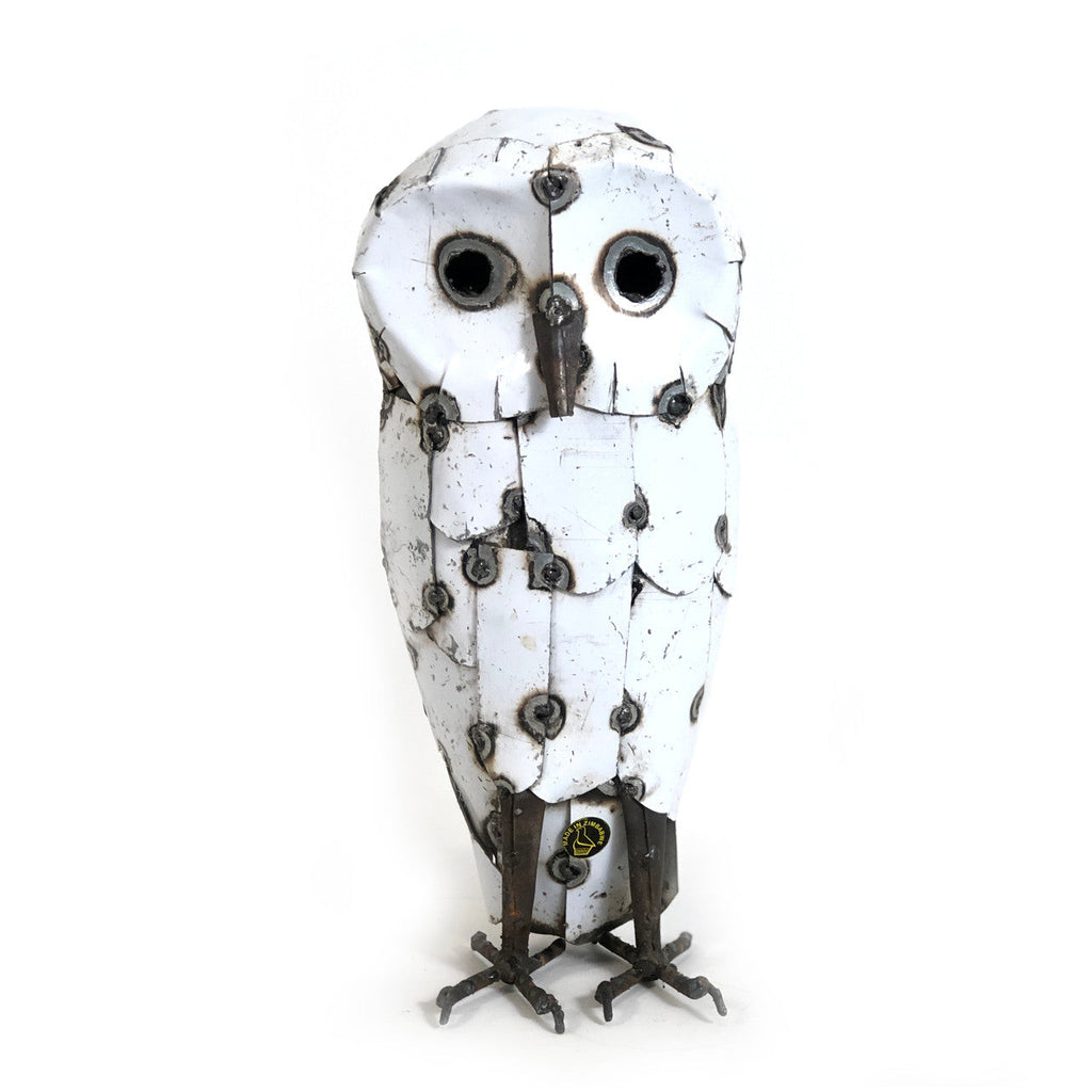 Snowy White Owls - Recycled Metal