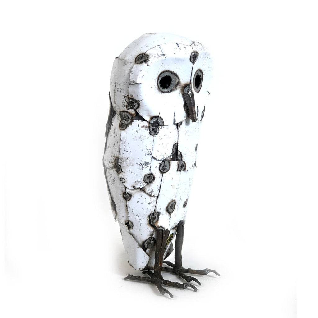 Snowy White Owls - Recycled Metal