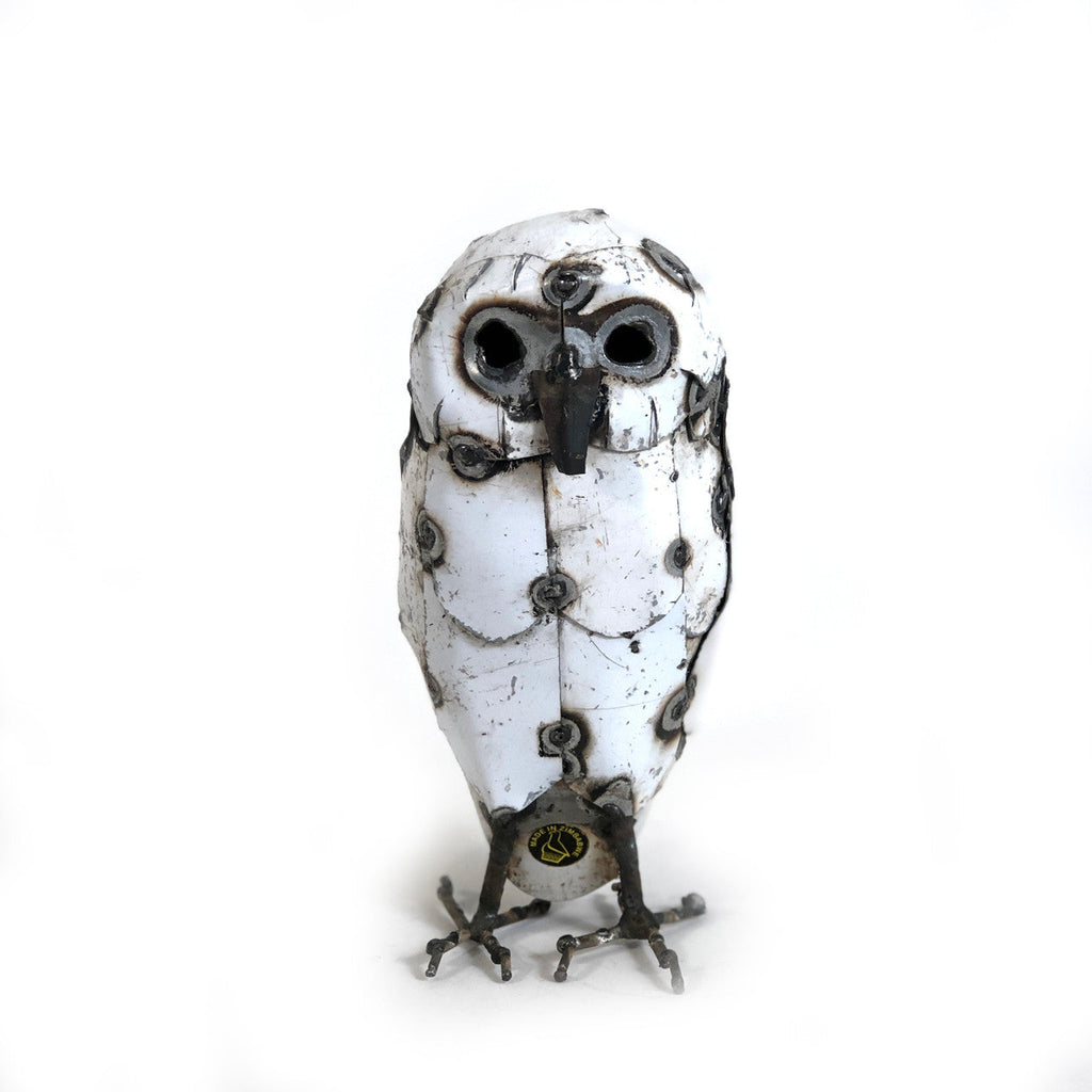 Snowy White Owls - Recycled Metal