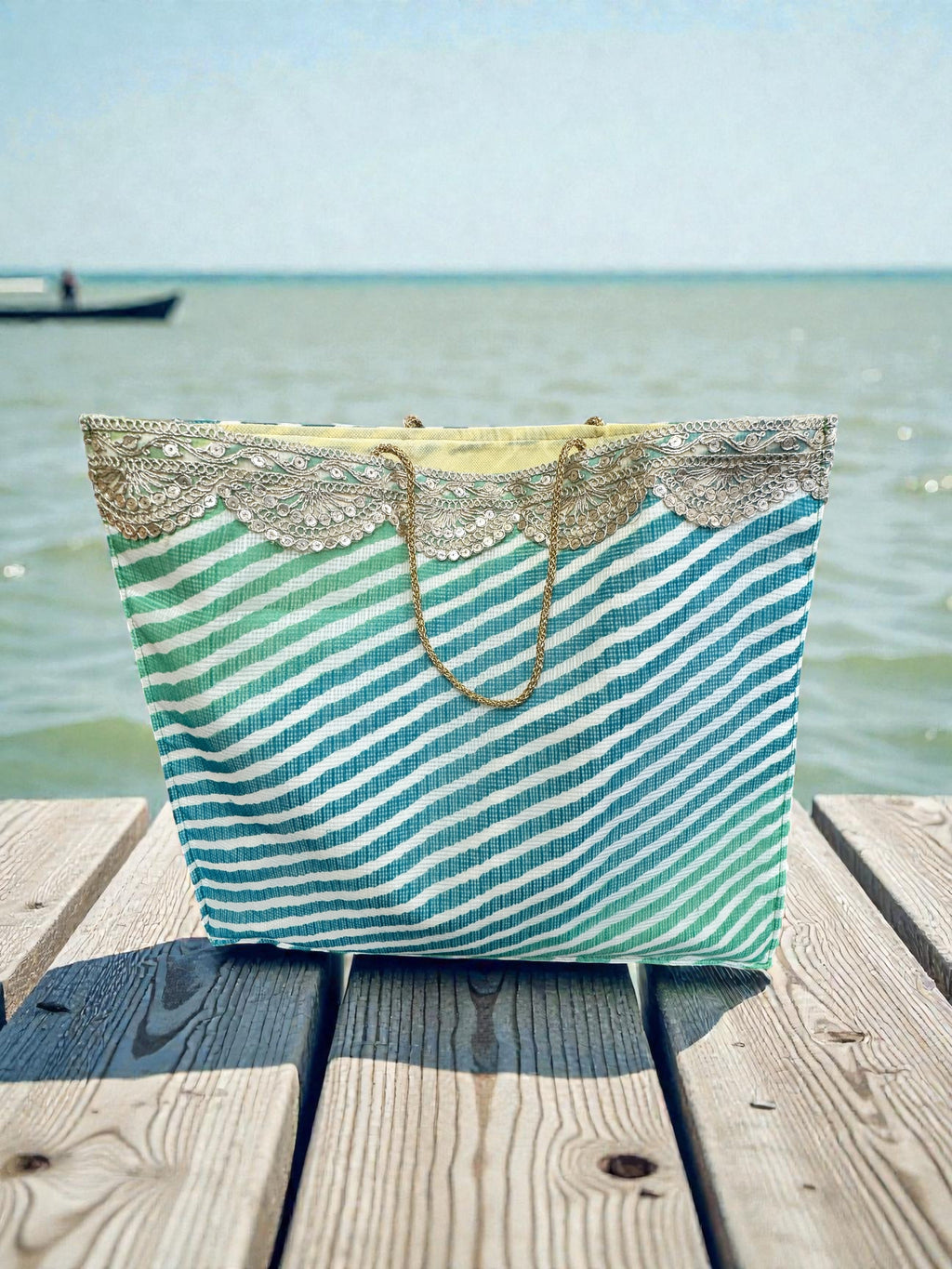 Big Lehariya Fabric Bags with Handle