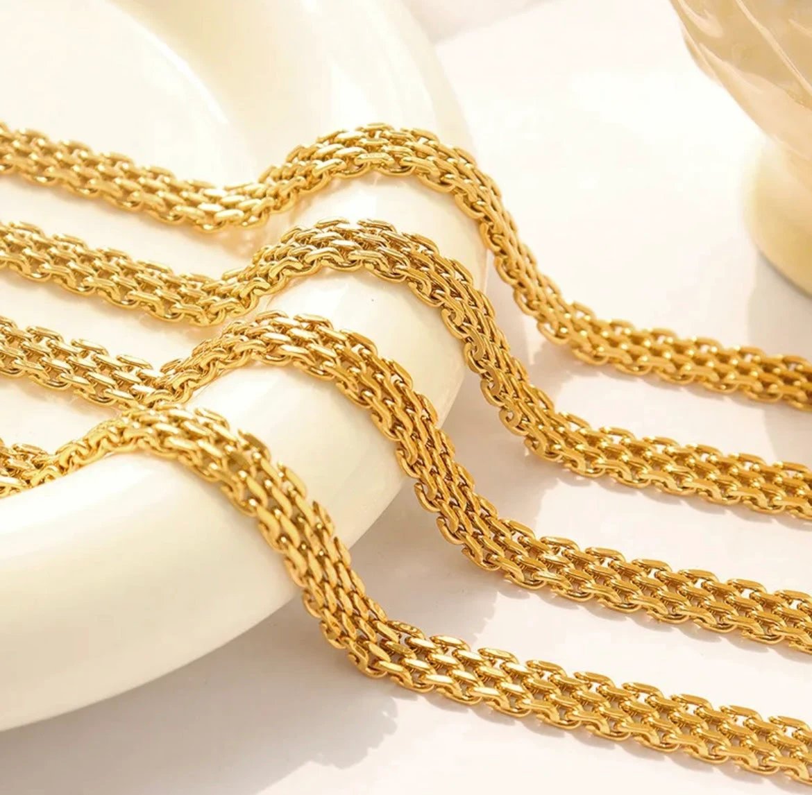 Golden Weave Link Bracelet by Curated By Suarez