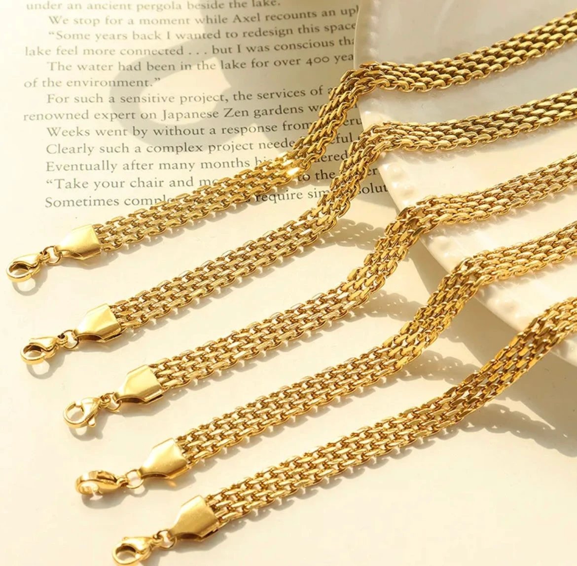 Golden Weave Link Bracelet by Curated By Suarez