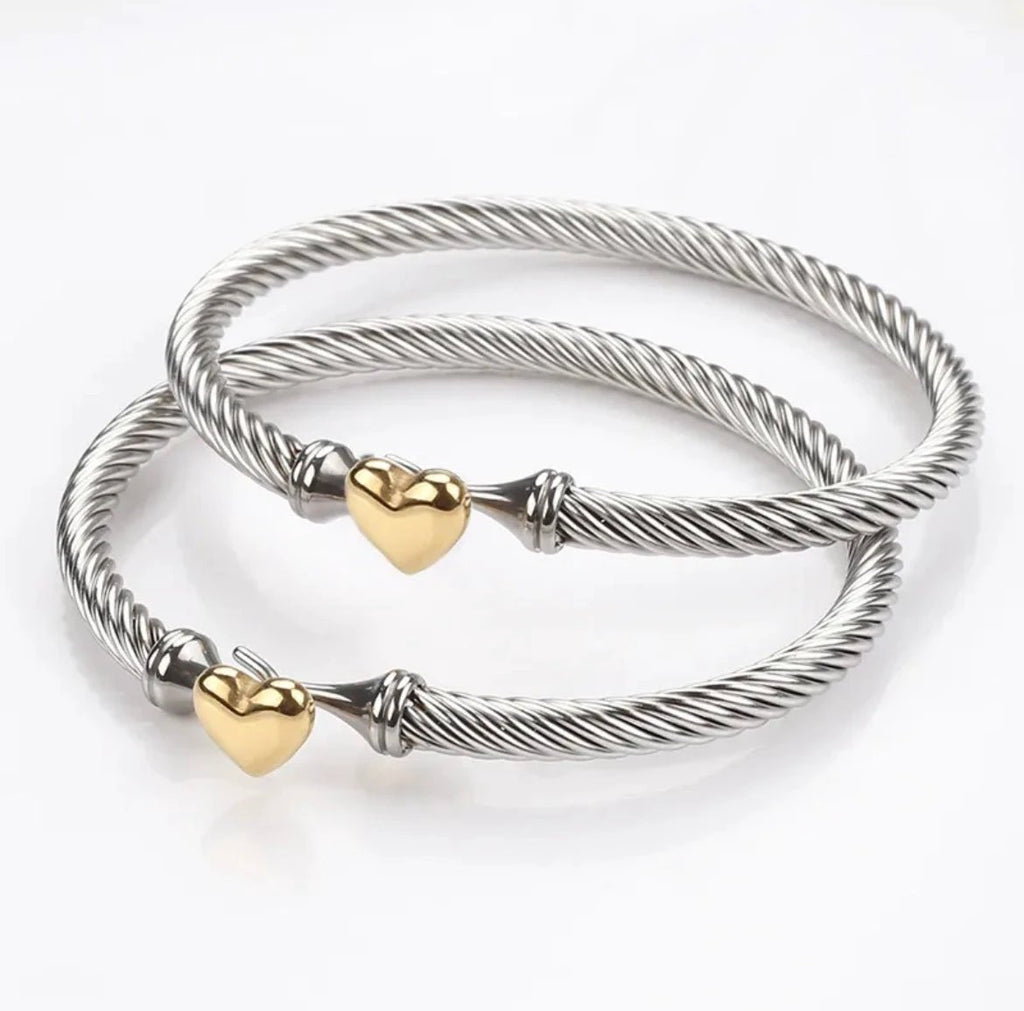 Linked with Love Heart Bangle by Curated By Suarez