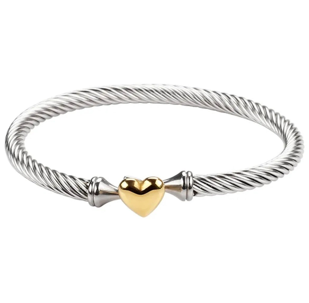Linked with Love Heart Bangle by Curated By Suarez
