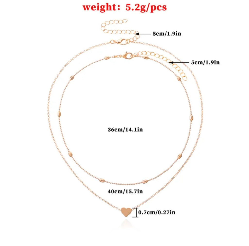 Layered Heart Necklace - Love