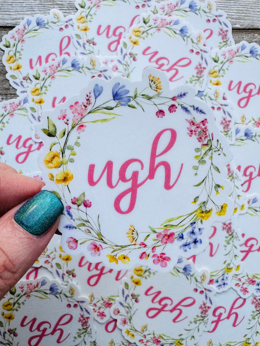 Bespattered Facade "Ugh" Floral Sticker