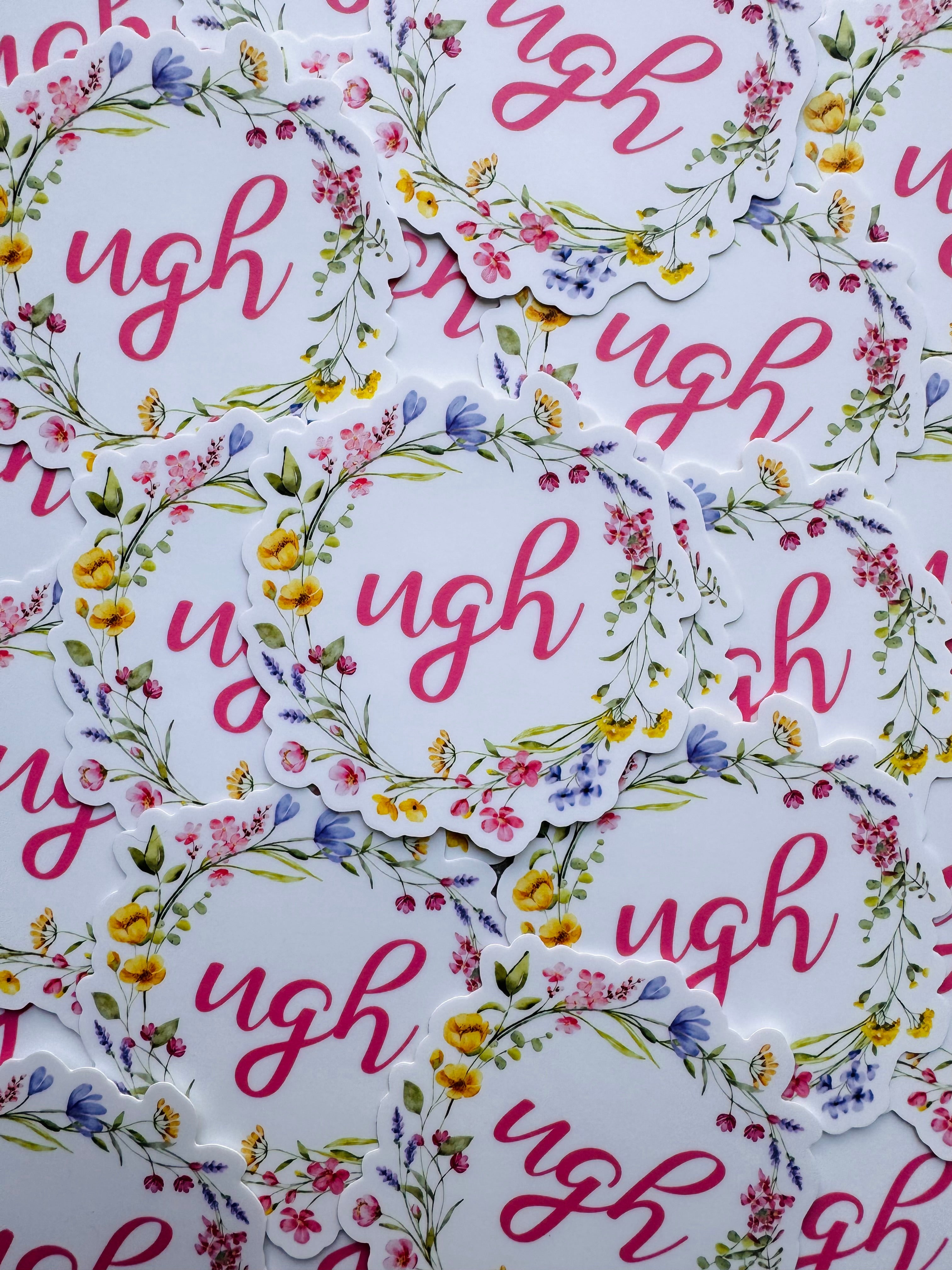 Bespattered Facade "Ugh" Floral Sticker