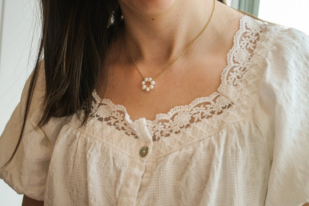 Lucy Necklace in Freshwater Pearl by Rose & Clay