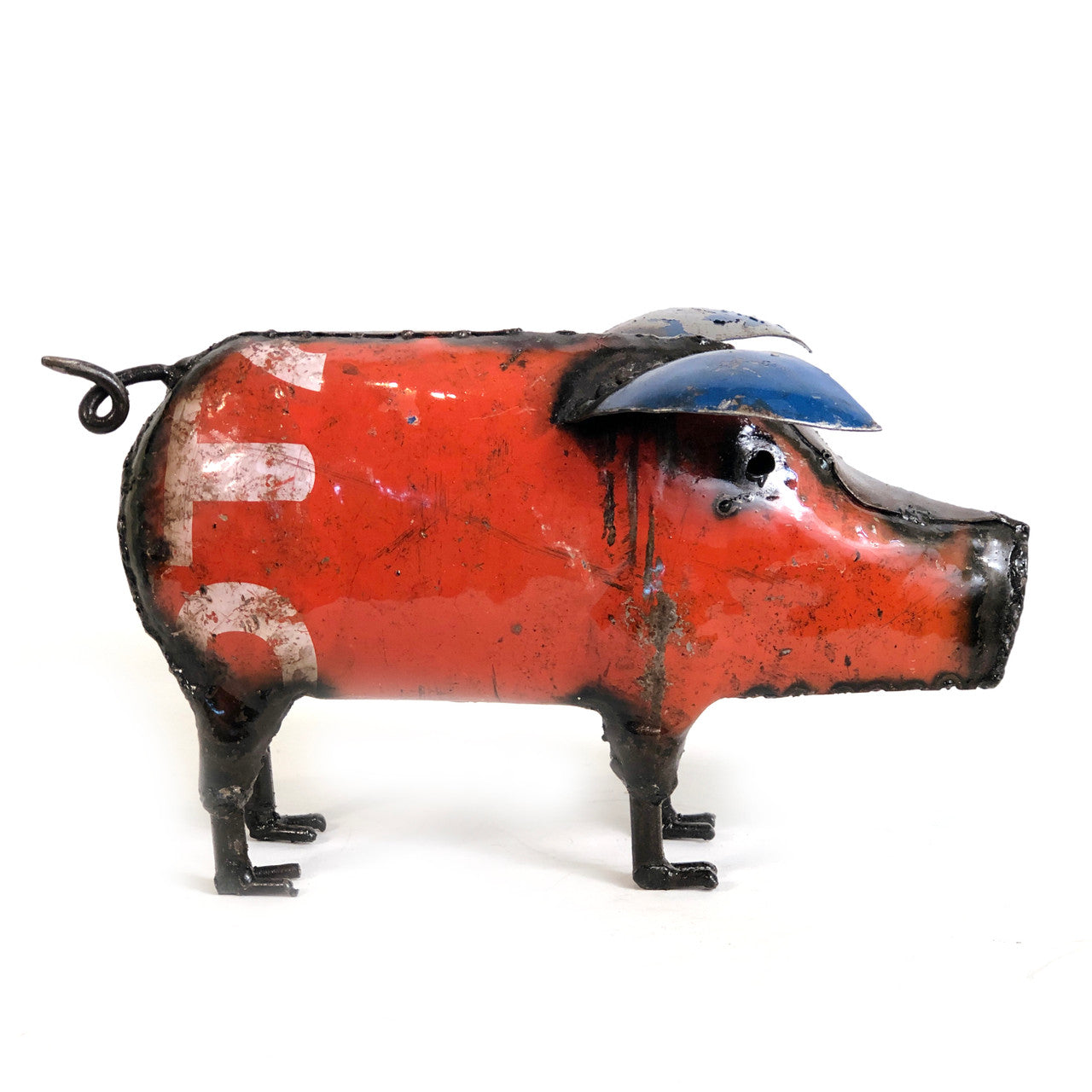 Cute Piggy - Colorful Recycled Metal