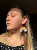 Rainbow Felt Earrings by honeyloomdesigns
