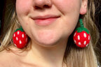 Organic Strawberry Earrings by honeyloomdesigns