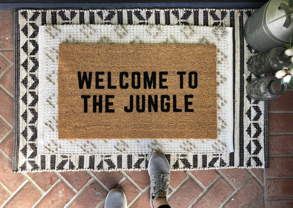 Welcome To The Jungle Funny Family Doormat by Nickel Designs Custom Doormats