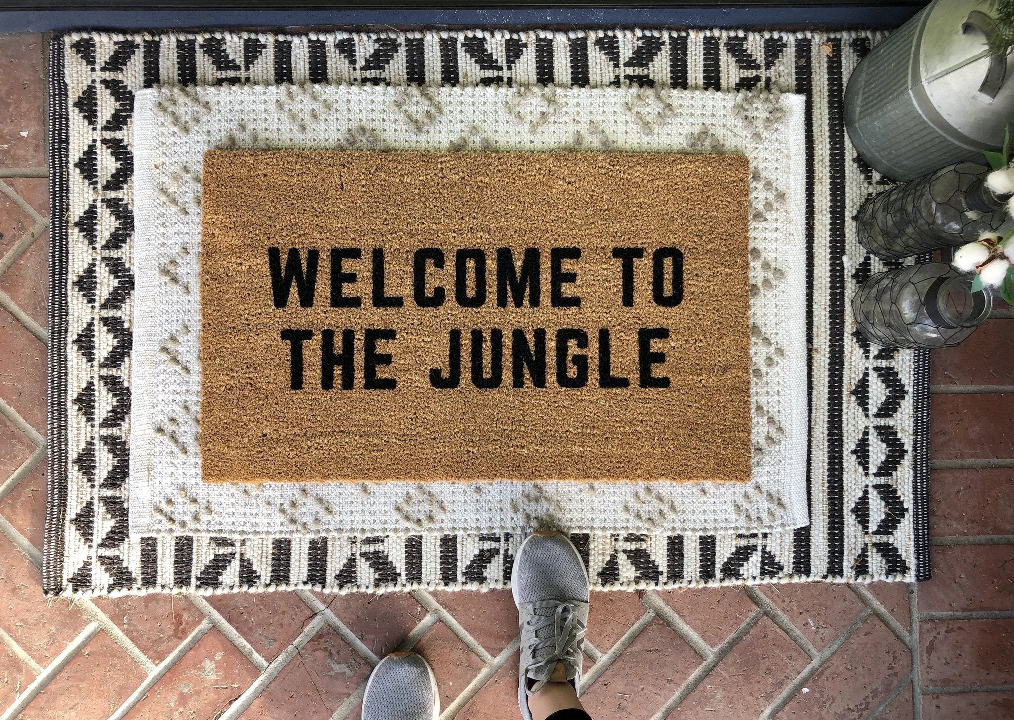 Welcome To The Jungle Funny Family Doormat by Nickel Designs Custom Doormats