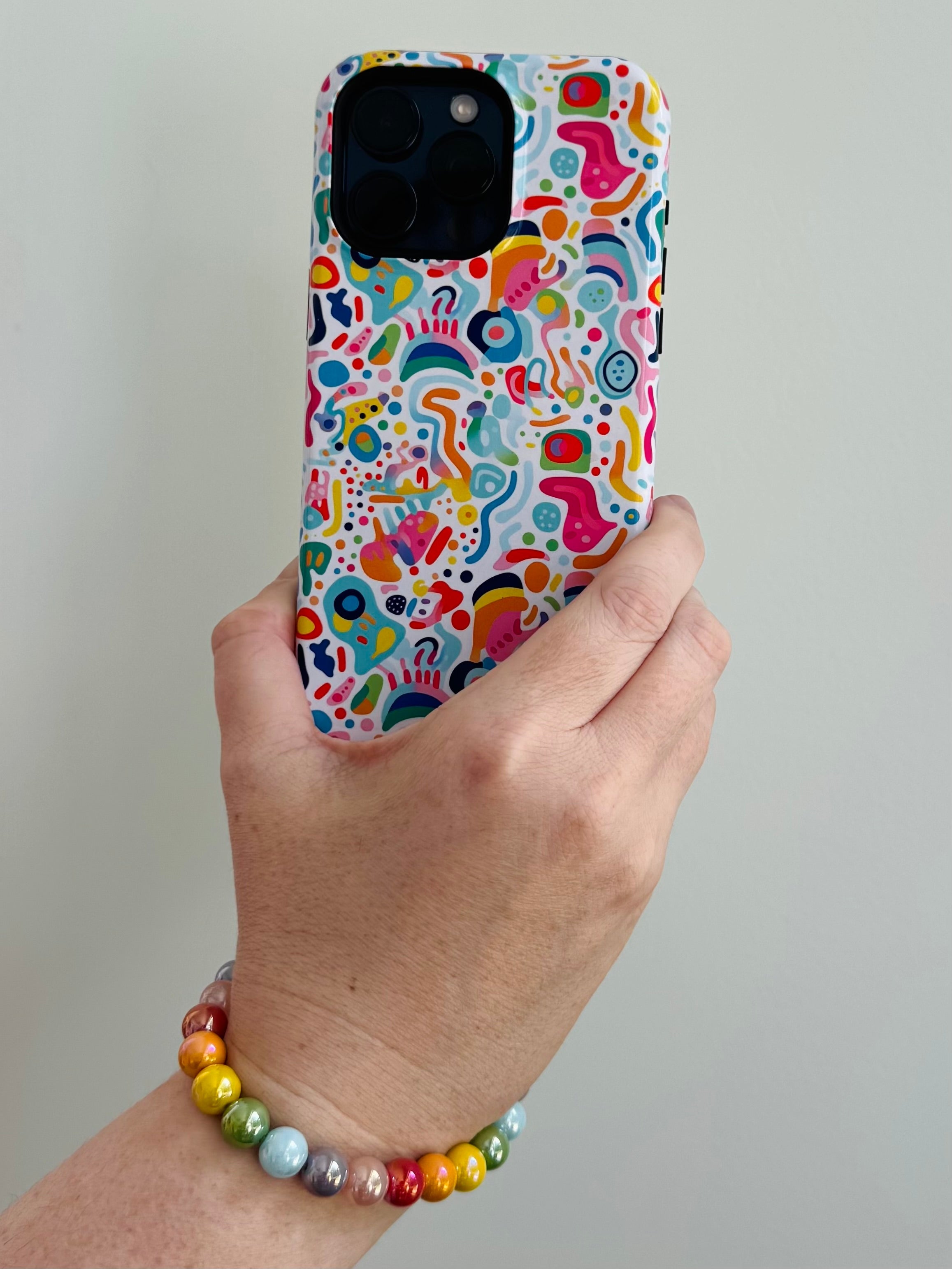 Rainbow Beaded Keychain Wristlet / Phone Lanyard Strap / Bag Chain Purse Charm