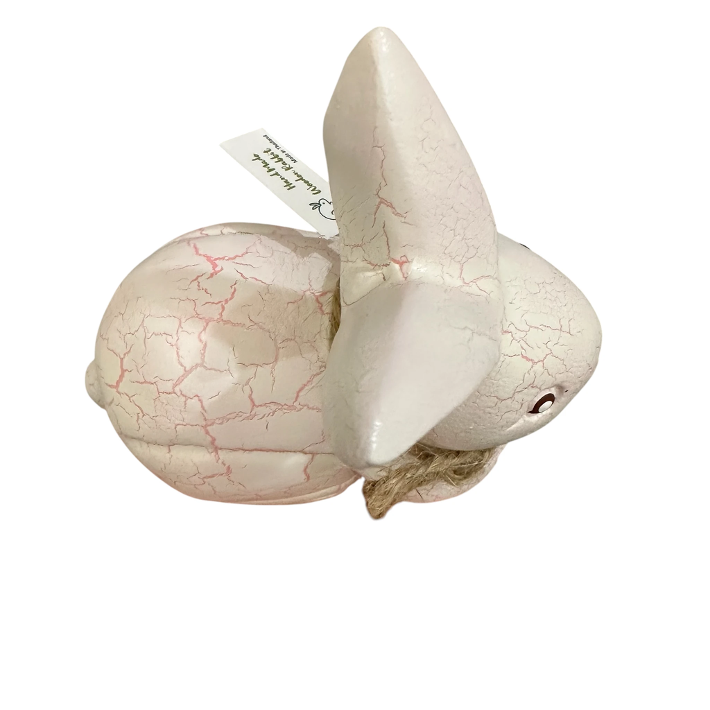 Wooden white bunny figurine decoration by Music Frog Co