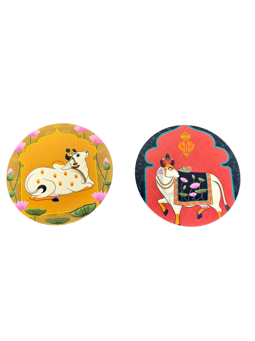 Set of 2 - Small Round MDF Wall Hanging Decor