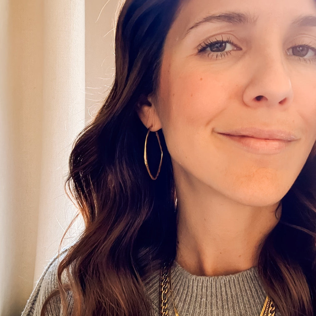 Titanium Hammered Oblong Huggie Hoop Earrings by Oh Clementine