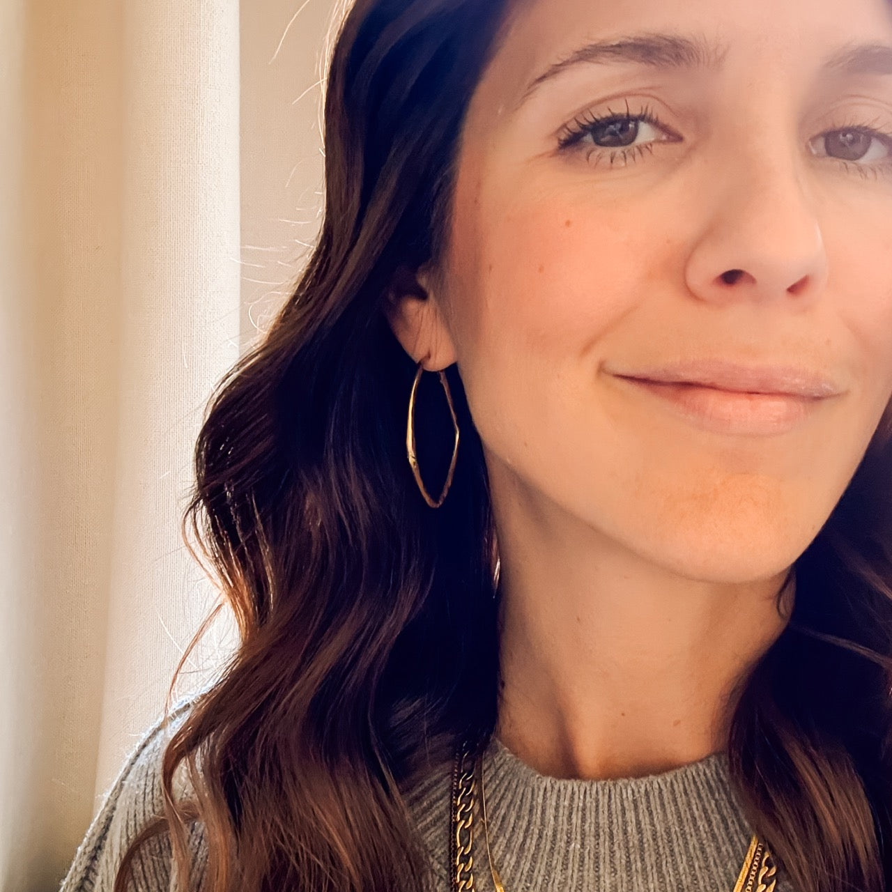 Titanium Hammered Oblong Huggie Hoop Earrings by Oh Clementine