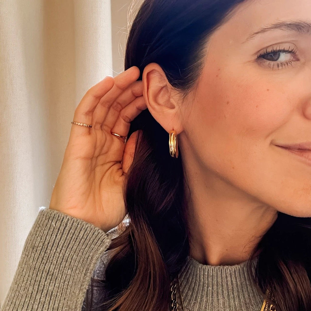 Bangle Rounded Huggie Hoop Earrings by Oh Clementine