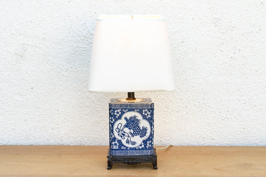 Antique Celestial Kirin Blue & White Petite Lamp