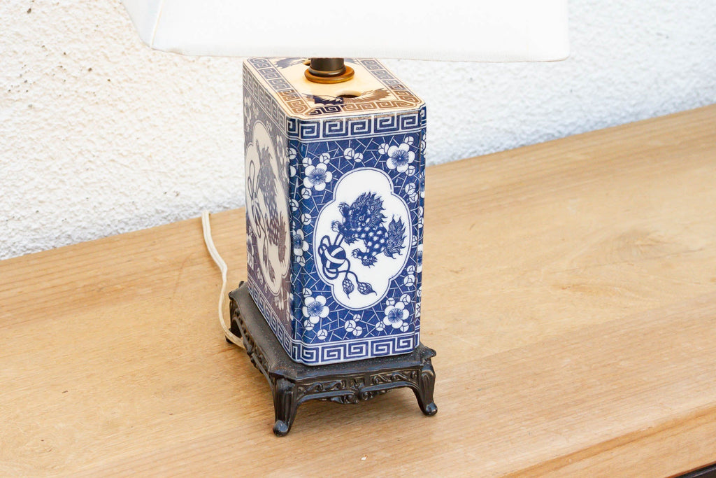 Antique Celestial Kirin Blue & White Petite Lamp