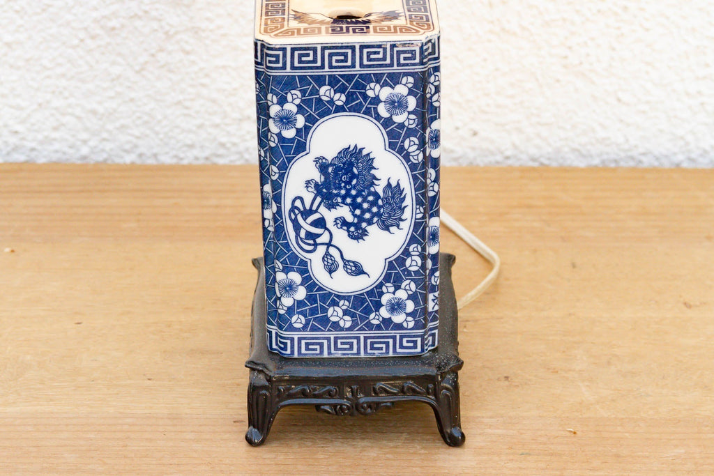 Antique Celestial Kirin Blue & White Petite Lamp