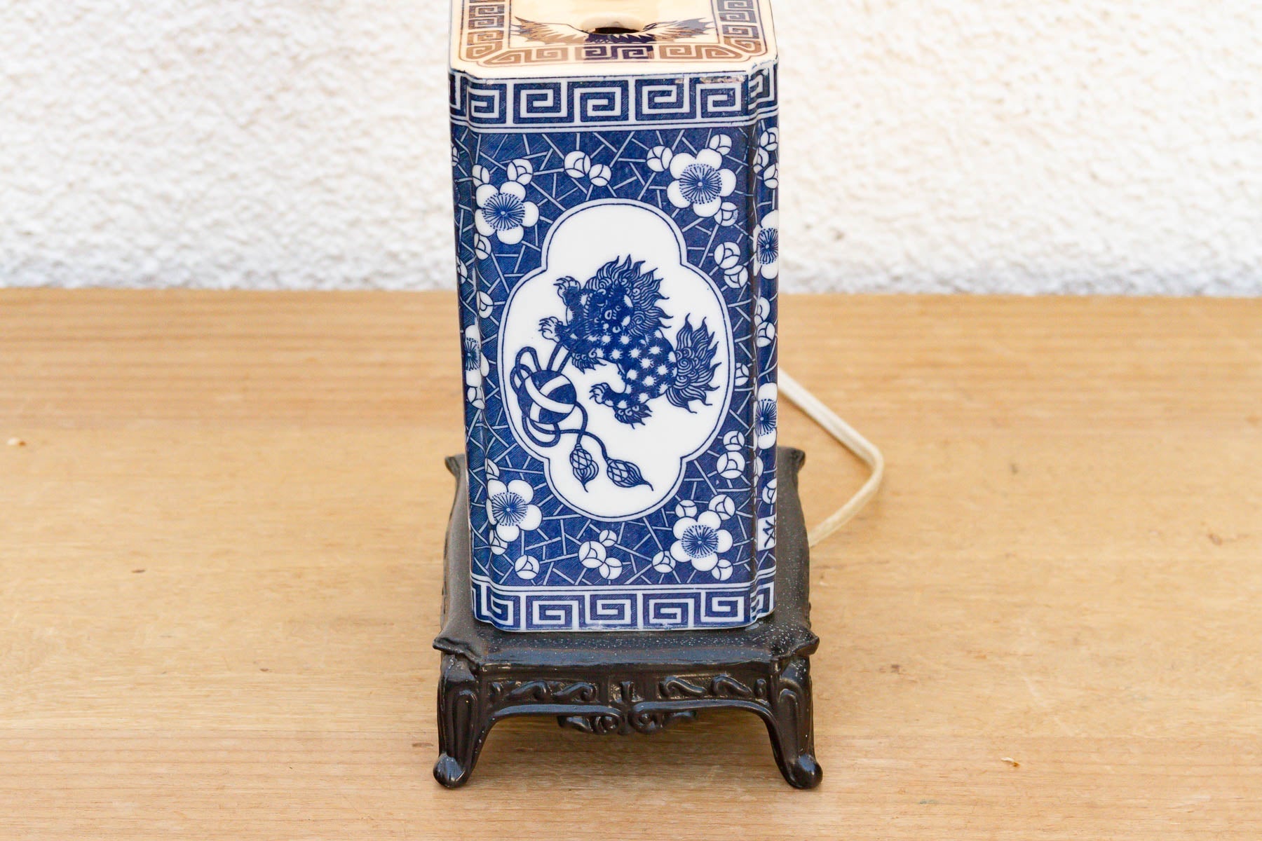 Antique Celestial Kirin Blue & White Petite Lamp