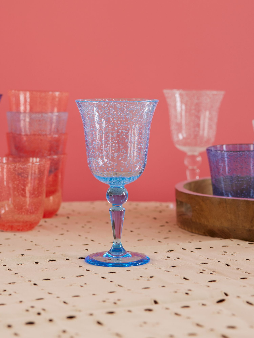 Acrylic Wine Glass - Mint - Bubble Design