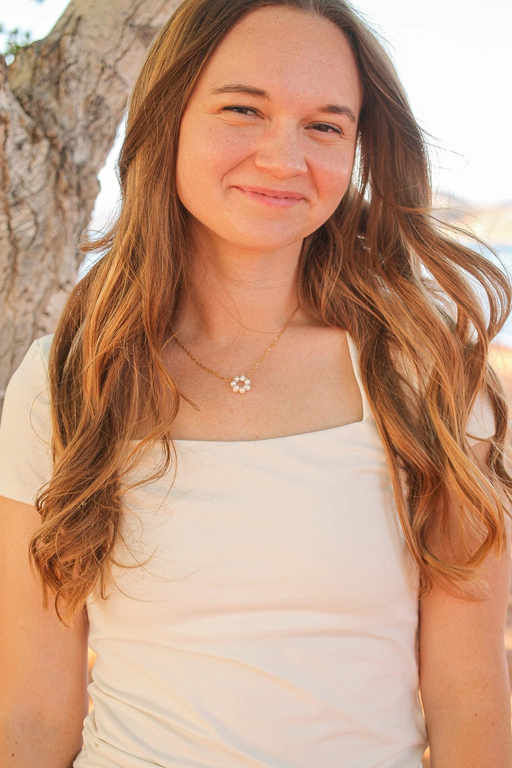 Lucy Necklace in Freshwater Pearl by Rose & Clay