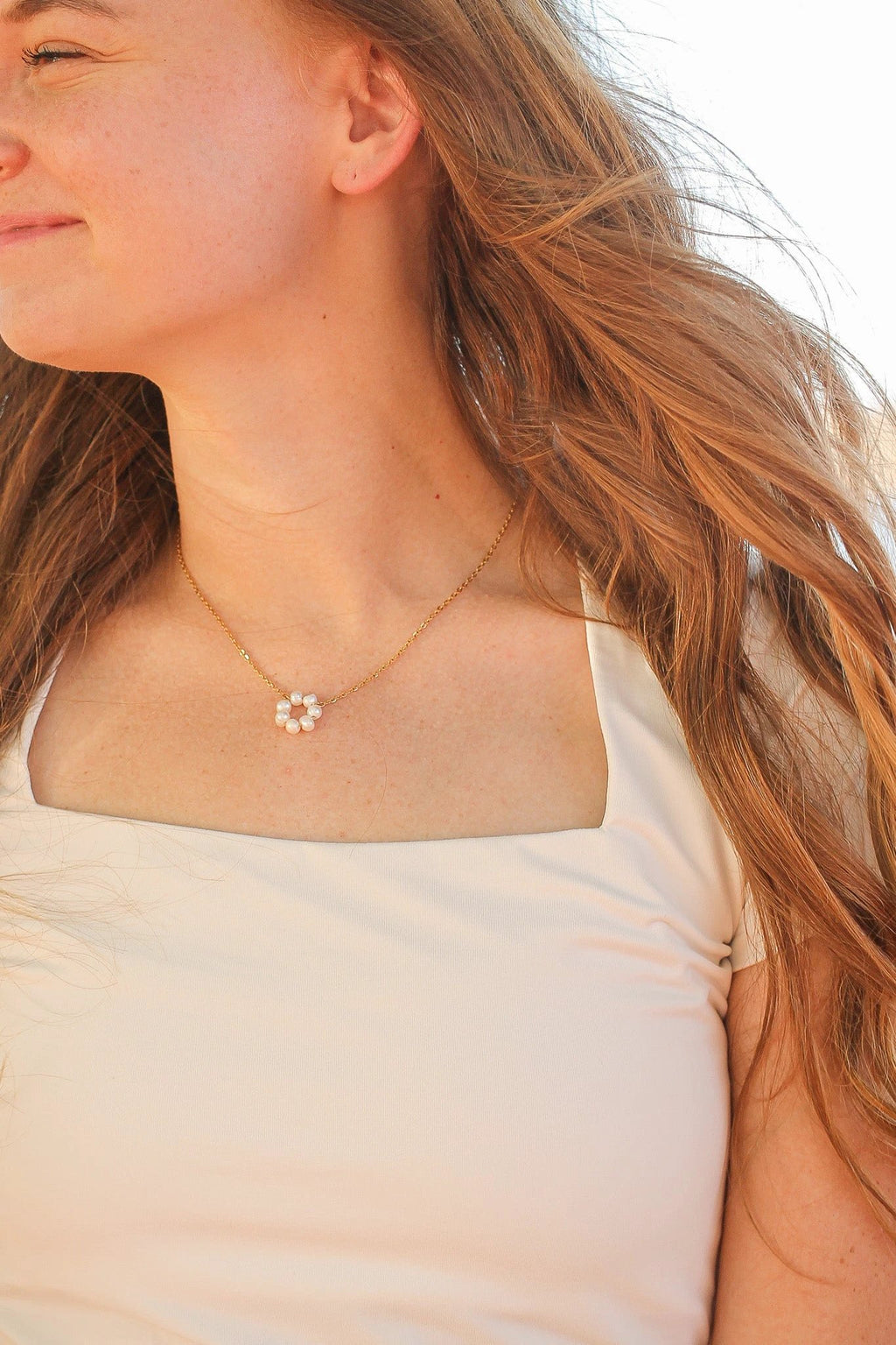 Lucy Necklace in Freshwater Pearl by Rose & Clay