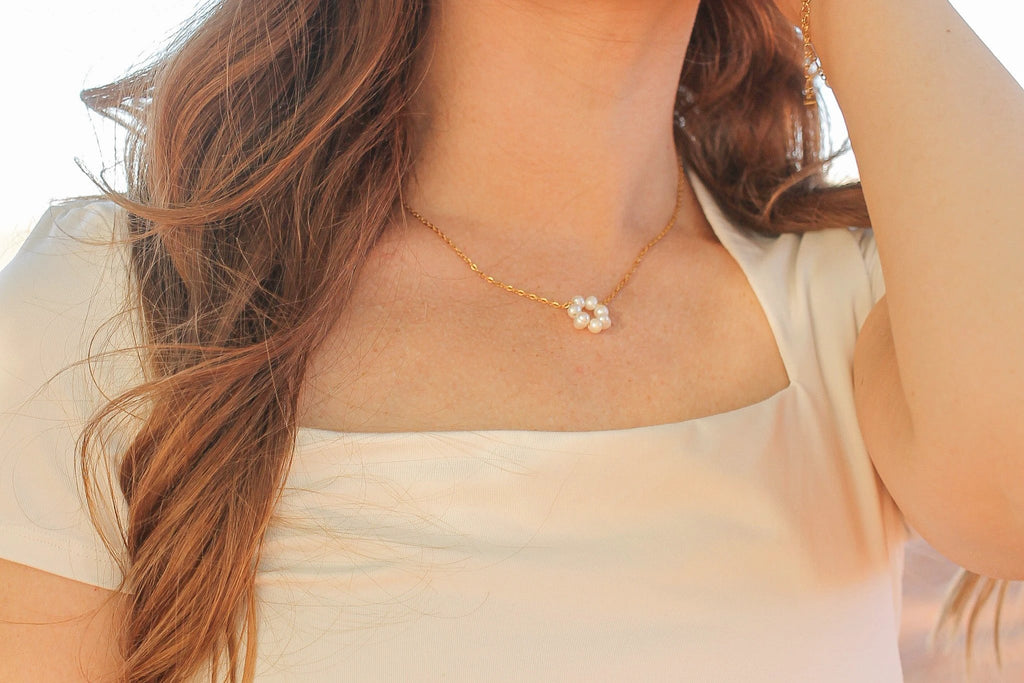 Lucy Necklace in Freshwater Pearl by Rose & Clay