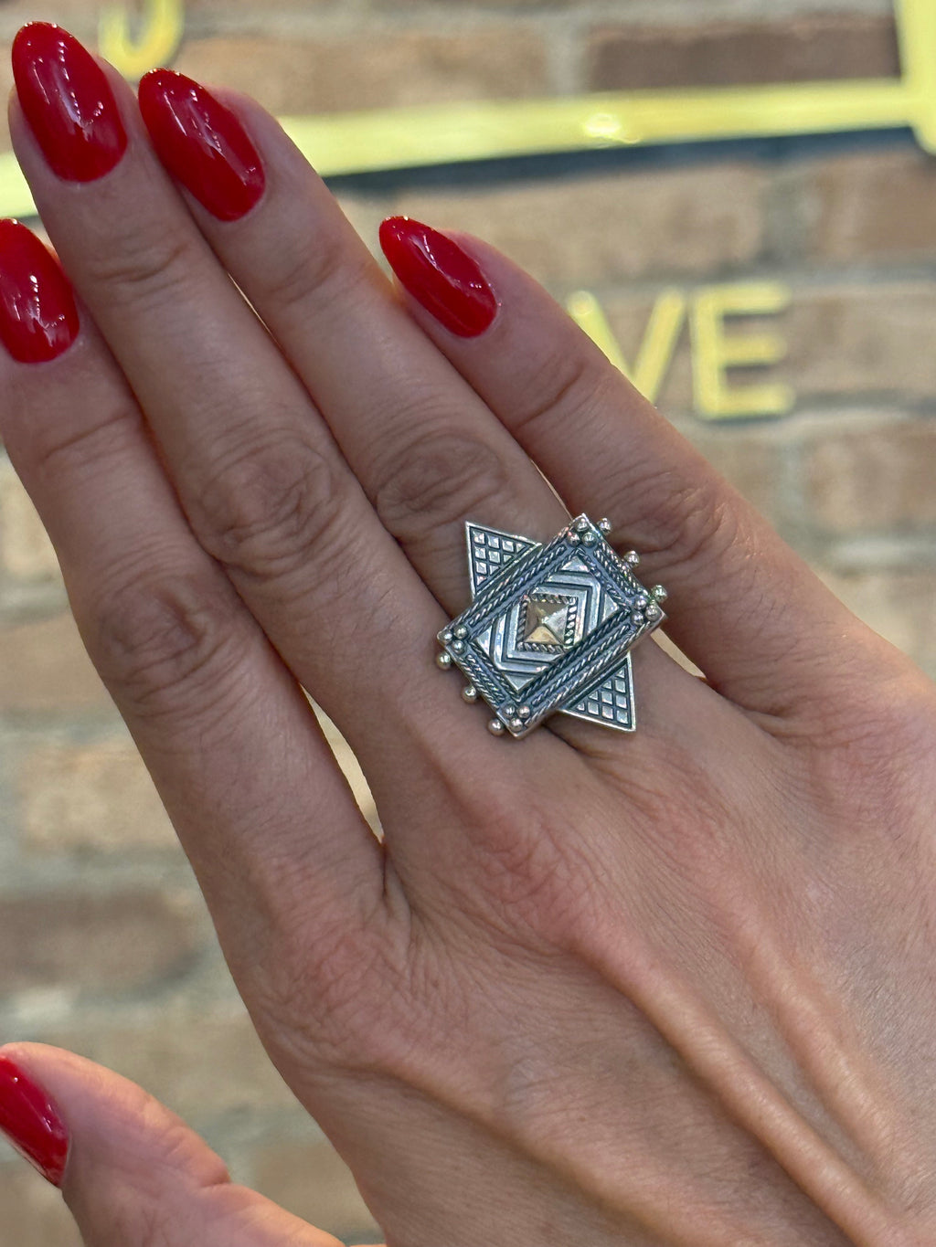Small Geometric Starburst Ring