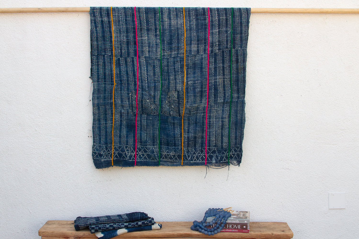 Dogon African Chromatic Stitching Indigo Throw