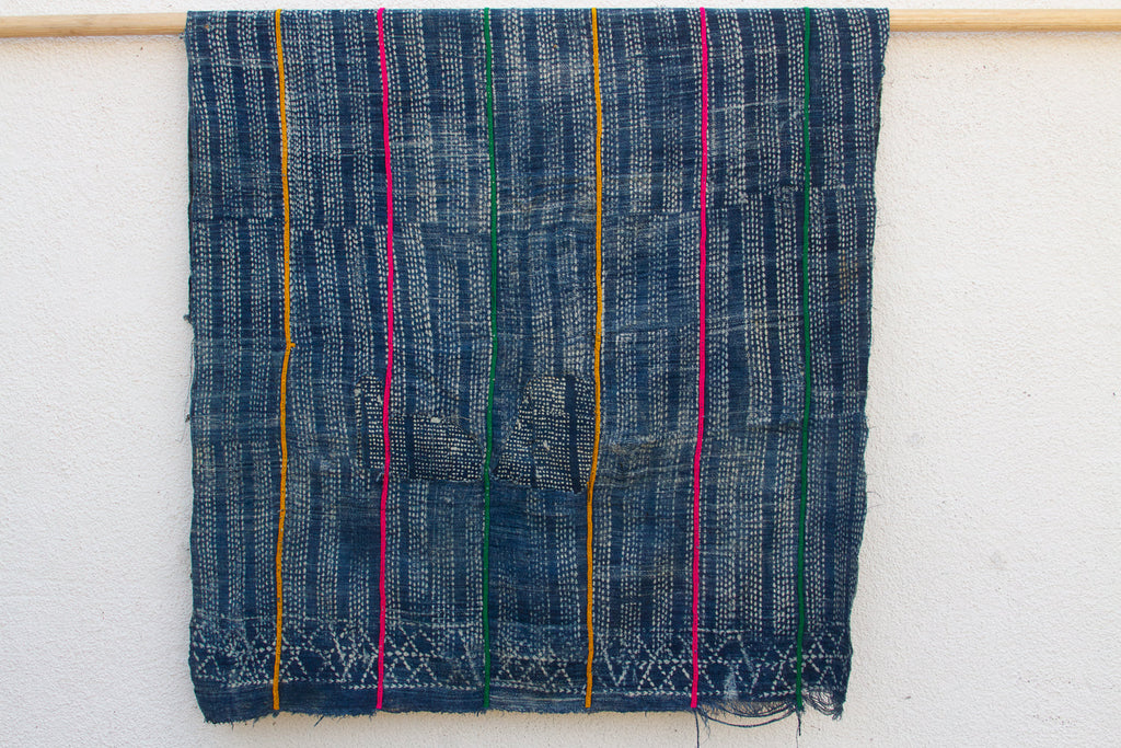 Dogon African Chromatic Stitching Indigo Throw